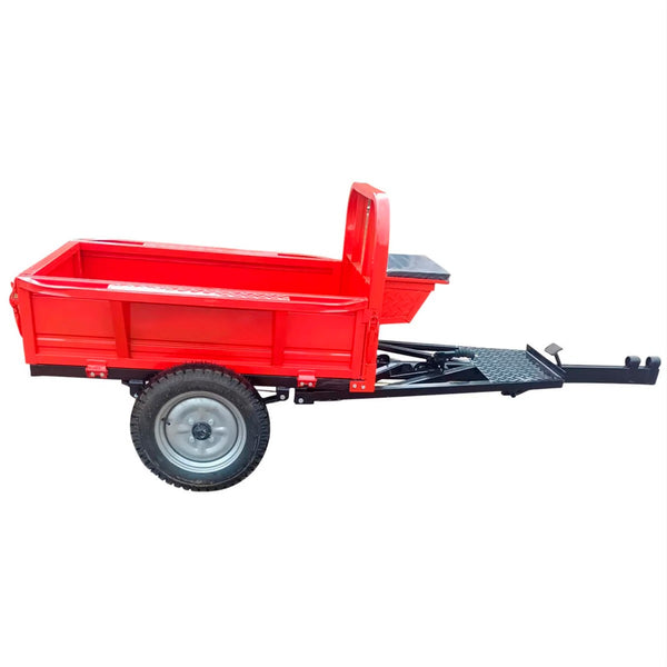 Remorca DKD LY 500 NEW capacitate max 500 kg roti 4.00-12 dimensiuni bena 125x80x28.5 cm basculare frana picior