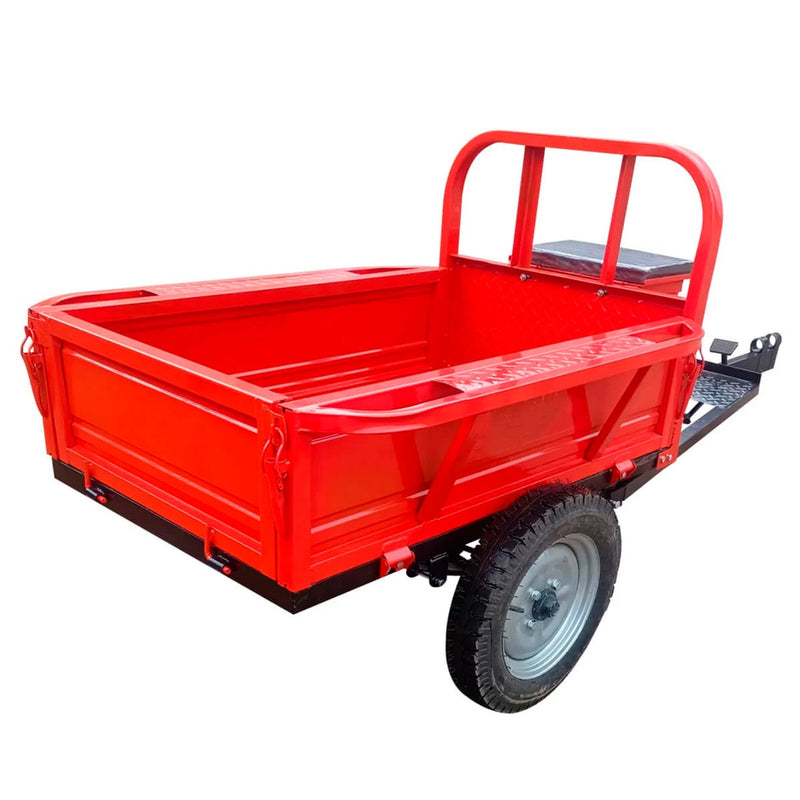 Remorca DKD LY 500 NEW capacitate max 500 kg roti 4.00-12 dimensiuni bena 125x80x28.5 cm basculare frana picior