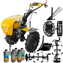 Pachet motocultor ProGarden HS 1100D motor 16CP EURO V 2+1 viteze de mers senzor de ulei pornire rapida freze roti cauciuc + roti metalice + rarita reglabila + plug cartofi + 5L ulei AgroPro