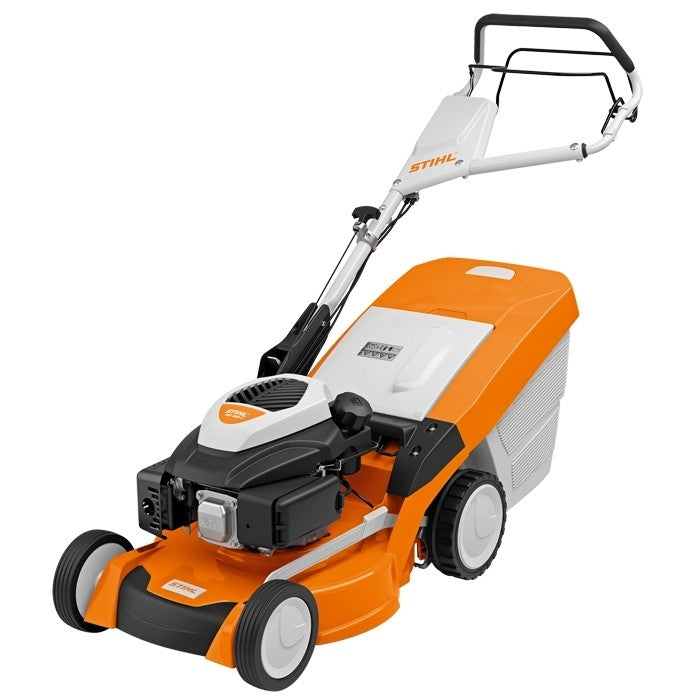 Masina pentru tuns gazonul STIHL RM 650 T autopropulsata latime taiere 48 cm cos 70 l 3.5 CP benzina + ulei motor 10W-30 0.6L + kit mulcire AMK 045 + kit ingrijire si curatare