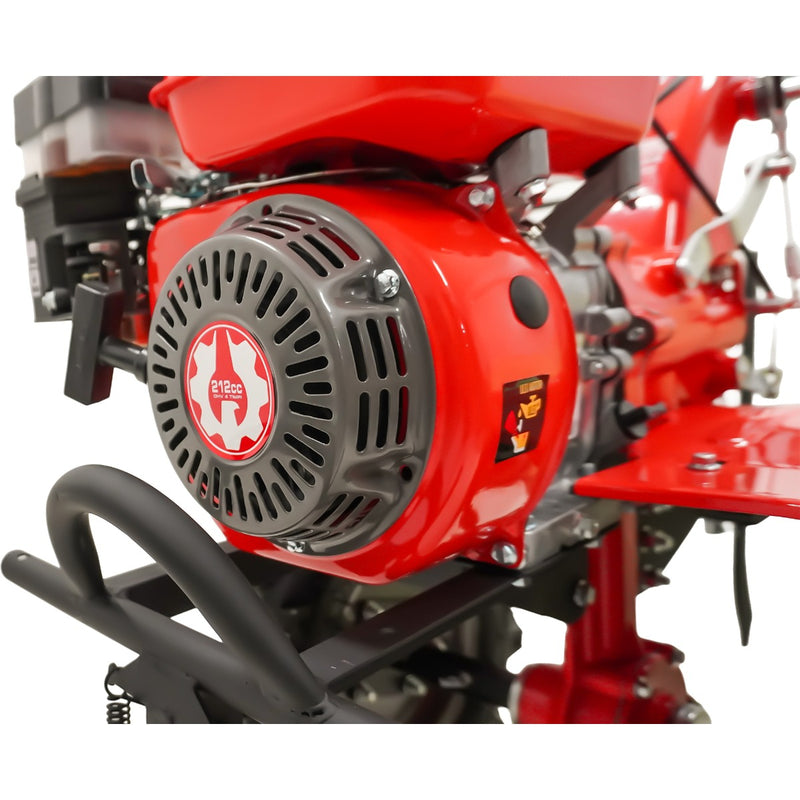 Motocultor Rotakt Cadet RO101RS motor 7 CP benzina 2+1 viteze latime lucru 56-90 cm freze 2+1roti 4.00-8” roti metal plug arat rarita reglabila plug cartofi cultivator plug reversibil 3l ulei