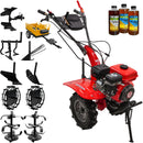 Motocultor Rotakt Cadet RO101RS motor 7 CP benzina 2+1 viteze latime lucru 56-90 cm freze 2+1roti 4.00-8” roti metal plug arat rarita reglabila plug cartofi cultivator plug reversibil remorca 3l ulei