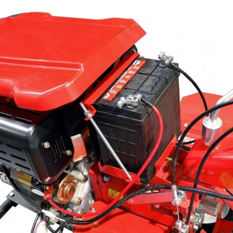 Motocultor Rotakt RO 135S pornire electrica motor 9 CP diesel latime lucru 135 cm 2+1 viteze freze roti cauciuc 5.00-12 capota far roti metal plug arat rarita reglabila plug cartofi cultivator 5l ulei