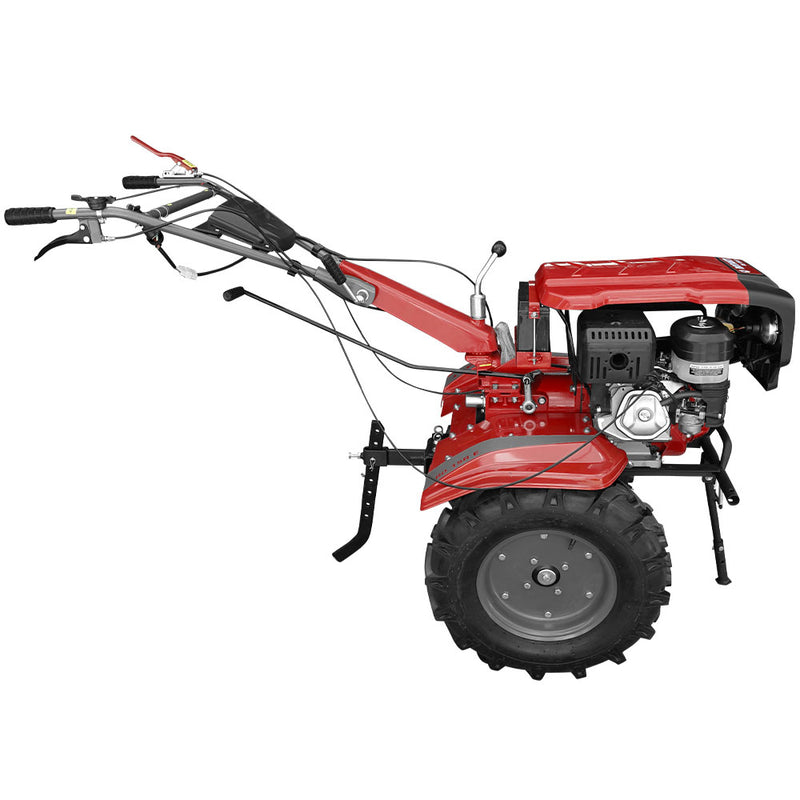 Motocultor Rotakt RO 15R E motor 15 CP latime lucru 135 cm freze roti cauciuc pornire electrica acumulator inclus roti metalice rarita reglabila plug arat plug cartofi cultivator 5l ulei AgroPro