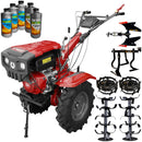 Motocultor Rotakt RO 15R E motor 15 CP latime lucru 135 cm freze roti cauciuc pornire electrica acumulator inclus roti metalice cultivator plug reversibil 5l ulei AgroPro
