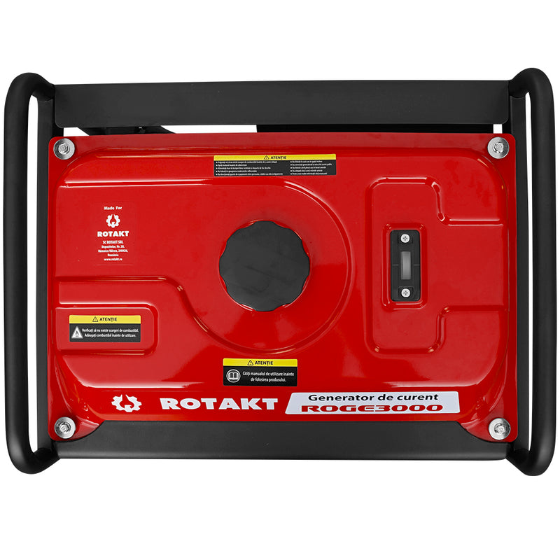 Generator de curent Rotakt ROGE3000 putere 7CP rezervor 12 L benzina iesire 12V pornire manuala AVR voltmetru consum 1,09L/ora