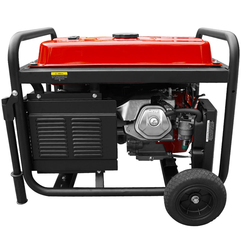 Generator curent Rotakt ROGE5500 putere 13CP benzina pornire manuala AVR voltmetru roti transport rezervor 25 L consum 3,57L/ora