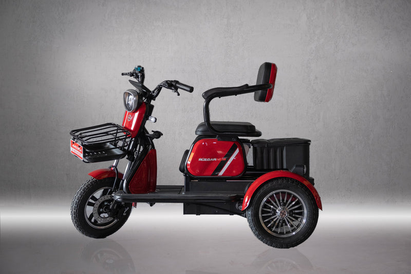 Tricicleta electrica Arora Ruzgar fara permis viteza 25 km/h autonomie 40 km acumulator 60V/20Ah-Rosu
