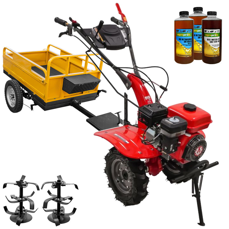 Motocultor Rotakt Agile RO101RS motor 7 CP benzina latime lucru 56-90 cm 2+1 viteze Roti 5.00-8 freze remorca 3l ulei
