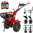 Motocultor Rotakt Ciclop RO120RV motor 8.5CP 223 cmc benzina 2+1 viteze latime lucru 56-105 cm freze roti cauciuc 5.00-8" capota far LED roti metal plug arat rarita reglabila plug cartofi cultivator 3l ulei