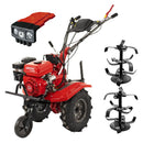 Motocultor Rotakt Gardian RO110RVE cu kit de capotare pornire electrica motor 8CP 212 cmc benzina 2+1 viteze latime lucru 56-90 cm freze roti cauciuc 5.00-8" roti metal cultivator plug reversibil 3l ulei