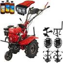 Motocultor Rotakt Gardian RO110RVE cu kit de capotare pornire electrica motor 8CP 212 cmc benzina 2+1 viteze latime lucru 56-90 cm freze roti cauciuc 5.00-8" roti metal cultivator plug reversibil 3l ulei