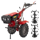 Motocultor Rotakt Ghepard RO10RE-2P motor 10CP 301 cmc benzina 2+1 viteze latime lucru 56-105 cm freze roti cauciuc 5.00-12" pornire electrica 2 prize de putere roti metal plug arat rarita reglabila plug cartofi cultivator 5l ulei
