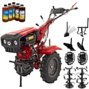 Motocultor Rotakt Ghepard RO10RE-2P motor 10CP 301 cmc benzina 2+1 viteze latime lucru 56-105 cm freze roti cauciuc 5.00-12" pornire electrica 2 prize de putere roti metal plug arat rarita reglabila plug cartofi cultivator 5l ulei