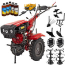 Motocultor Rotakt Ghepard RO10RE-2P motor 10CP 301 cmc benzina 2+1 viteze latime lucru 56-105 cm freze roti cauciuc 5.00-12" pornire electrica 2 prize de putere roti metal plug arat rarita reglabila plug cartofi cultivator plug reversibil remorca 5l ulei