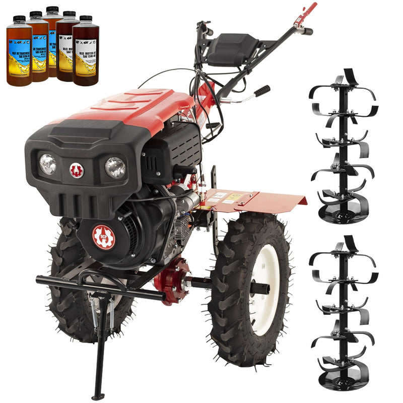 Motocultor Rotakt Godzilla RO135C 2-PTO motor 9CP diesel 2+1 viteze latime lucru 56-135 cm freze roti cauciuc 5.00-12" pornire electrica 2 prize de putere 5l ulei