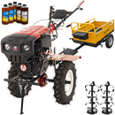 Motocultor Rotakt Godzilla RO135C 2-PTO motor 9CP diesel 2+1 viteze latime lucru 56-135 cm freze roti cauciuc 5.00-12" pornire electrica 2 prize de putere remorca 5l ulei
