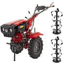 Motocultor 4x4 Rotakt Grizzly RO13RE 2-PTO motor 13CP benzina 2+1 viteze latime lucru 56-135 cm freze roti cauciuc 5.00-12" pornire electrica 2 prize de putere + Remorca Rotakt Transporter REM600 4x4 capacitate incarcare 600 kg