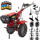 Motocultor Rotakt Grizzly RO13RE 2-PTO motor 13CP benzina 2+1 viteze latime lucru 56-135 cm freze roti cauciuc 5.00-12" pornire electrica 2 prize de putere roti metal plug arat rarita reglabila plug cartofi cultivator plug reversibil 5l ulei