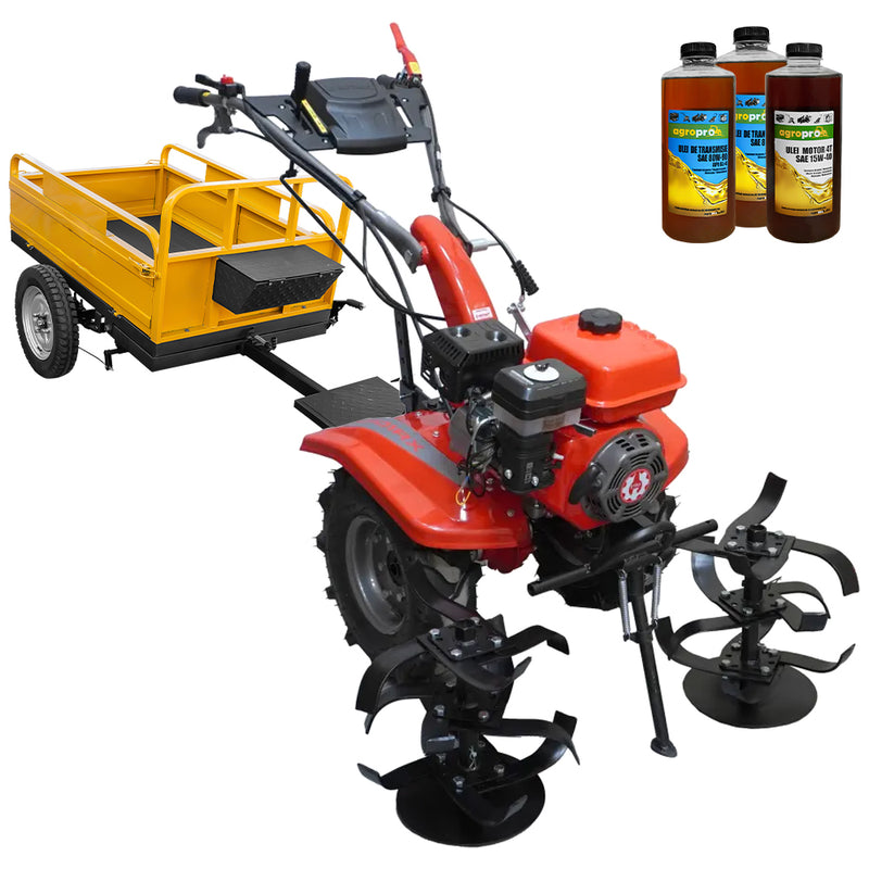 Motocultor Rotakt Junior Plus RO101Rx motor 7 CP benzina latime lucru 56-90 2+1 viteze roti 5.00-8 freze remorca 3l ulei