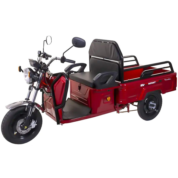 Tricicleta electrica Rotakt Nautilus putere 1600W viteza 25 km/h autonomie 44 km baterie 60V/32Ah bena 106x60 cm greautate admisa 364kg fara permis - rosu