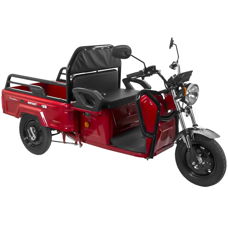 Tricicleta electrica Rotakt Nautilus putere 1600W viteza 25 km/h autonomie 44 km baterie 60V/32Ah bena 106x60 cm greautate admisa 364kg fara permis - rosu