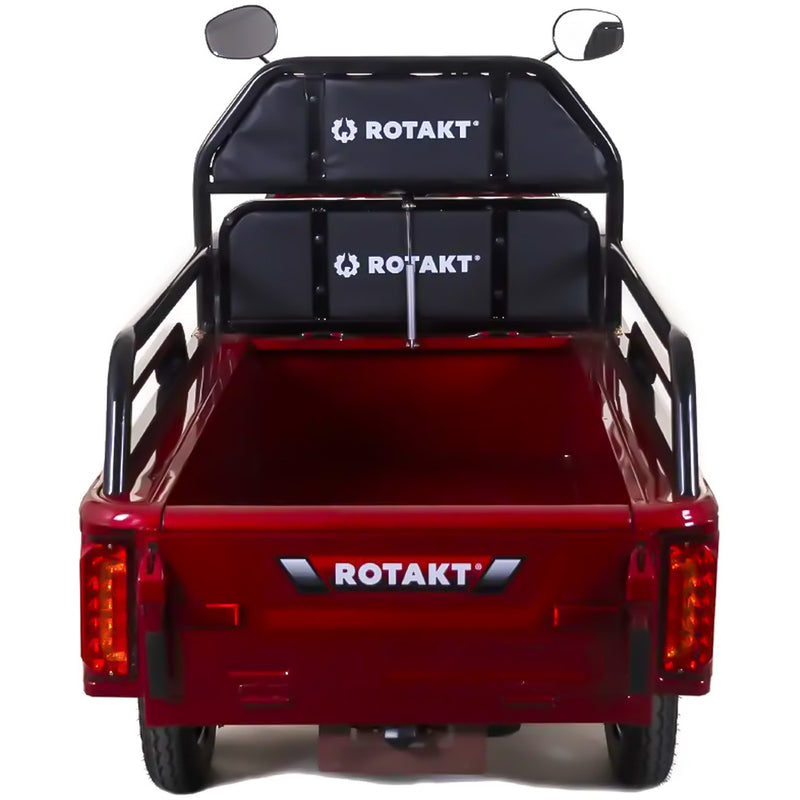 Tricicleta electrica Rotakt Nautilus putere 1600W viteza 25 km/h autonomie 44 km baterie 60V/32Ah bena 106x60 cm greautate admisa 364kg fara permis - rosu