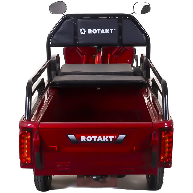 Tricicleta electrica Rotakt Nautilus putere 1600W viteza 25 km/h autonomie 44 km baterie 60V/32Ah bena 106x60 cm greautate admisa 364kg fara permis - rosu