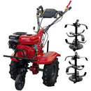 Motocultor Rotakt Titan RO110RV motor 8 CP 212 cmc benzina 2+1 viteze latime lucru 56-90 cm freze roti cauciuc 5.00-8" roti metal plug arat rarita reglabila plug cartofi cultivator plug reversibil remorca 3l ulei