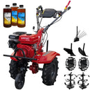 Motocultor Rotakt Titan RO110RV motor 8 CP 212 cmc benzina 2+1 viteze latime lucru 56-90 cm freze roti cauciuc 5.00-8" roti metal plug arat rarita reglabila plug cartofi 3l ulei
