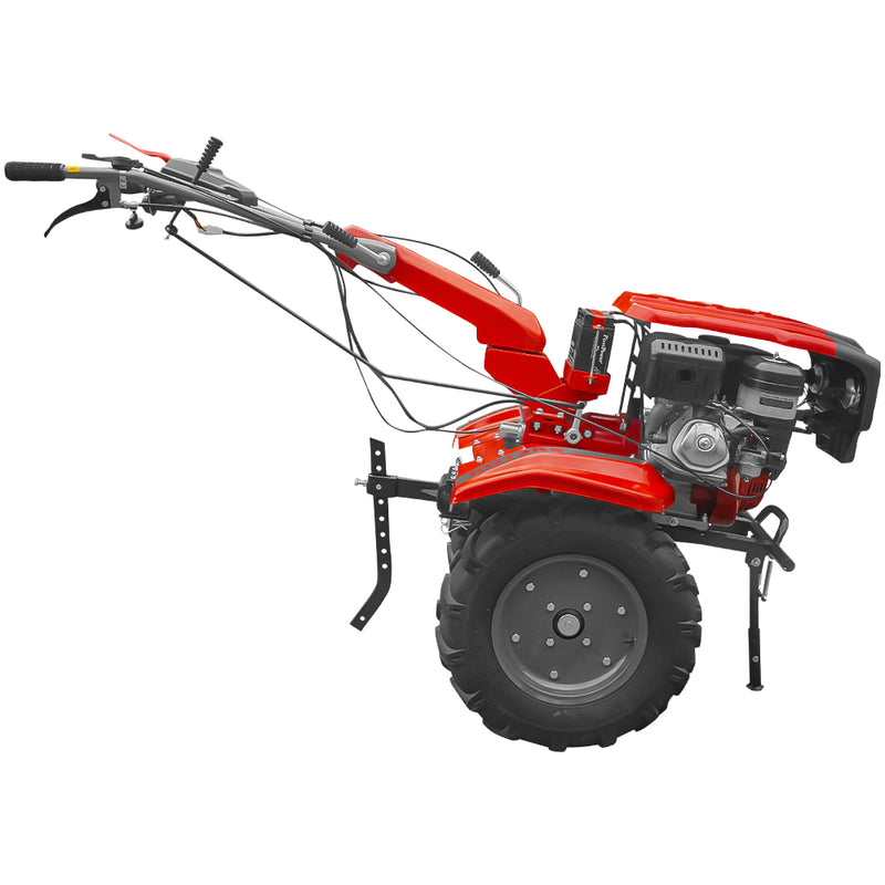 Motocultor Rotakt RO13RE motor 13 CP benzina 4 timpi 2+1 viteze latime lucru 56-135 cm roti cauciuc 5.00-12 pornire electrica roti metal cultivator plug reversibil 5l ulei AgroPro