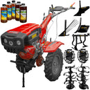 Motocultor Rotakt RO13RE motor 13 CP benzina 4 timpi 2+1 viteze latime lucru 56-135 cm roti cauciuc 5.00-12 pornire electrica roti metal plug arat rarita reglabila plug cartofi cultivator 5l ulei AgroPro