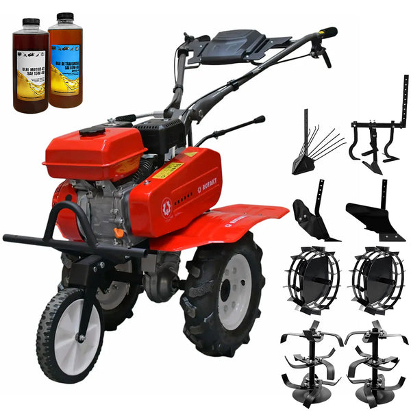 Motocultor Rotakt Junior RO70SS motor 7CP 212 cmc benzina 2+1 viteze latime lucru 56-83 cm freze roti cauciuc 4.00-8" roti metal plug arat rarita reglabila plug cartofi cultivator 2l ulei