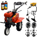 Motocultor Rotakt Rival RO75RS motor 7CP 212 cmc benzina 2+1 viteze latime lucru 56-83 cm freze roti cauciuc 4.00-8" roti metal plug arat rarita reglabila plug cartofi cultivator remorca 2l ulei