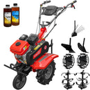 Motocultor Rotakt Centaur RO81R motor 8 CP 212 cmc benzina 2+1 viteze latime lucru 56-90 cm freze roti cauciuc 4.00x8" roti metal plug arat rarita reglabila plug cartofi 2l ulei