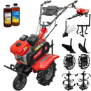 Motocultor Rotakt Centaur RO81R motor 8 CP 212 cmc benzina 2+1 viteze latime lucru 56-90 cm freze roti cauciuc 4.00x8" roti metal plug arat rarita reglabila plug cartofi cultivator remorca 2l ulei