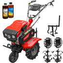 Motosapa Rotakt RO81R cu capota motor 8 CP benzina 2+1 viteze latime lucru 90 cm freze roti cauciuc 4.00x8 roata frontala roti metal cultivator 2l ulei