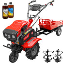 Motosapa Rotakt RO81R cu capota motor 8 CP benzina 2+1 viteze latime lucru 90 cm freze roti cauciuc 4.00x8 roata frontala remorca 2l ulei
