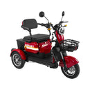 Tricicleta electrica Rotakt Safari putere 1000W viteza 25 km/h autonomie 62 Km acumulatori 60V/20Ah greutate admisa 187kg fara permis Rosu