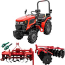 Tractor Rotakt Trident tractiune 4x4 motor 25CP diesel 3 cilindri capacitate cilindrica 1132 cmc CIV inclus + grapa cu disc latime lucru 120 cm + freza tractata latime lucru 130 cm