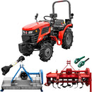 Tractor Rotakt Trident tractiune 4x4 motor 25CP diesel 3 cilindri capacitate cilindrica 1132 cmc CIV inclus + freza tractata latime lucru 120 cm + tocator vegetatie latime lucru 100 cm