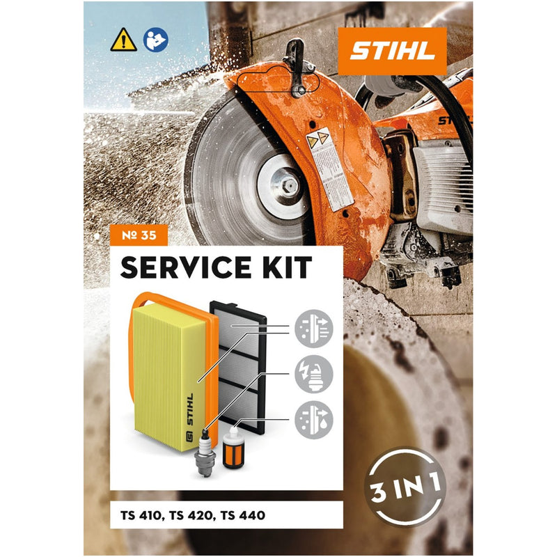 STIHL Kit Service 35 filtrul de aer din hartie, prefiltru, bujie, filtrul de combustibil pentru TS 410 / TS 420 / TS 440