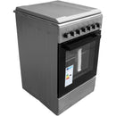 RESIGILAT: Aragaz electric/ gaz Samus SM562AENS1 INOX 4 arzatoare pe gaz cuptor electric 43 litri 6 functii grill ventilator timer aprindere electrica dispozitv siguranta arzatoare latime 49.8 cm