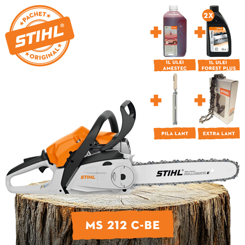 Motofierastrau STIHL MS 212 C-BE putere 1,8 kW benzina lama 40cm pas lant 3/8 " P ErgoStart + ulei amestec 2T 1L + ulei forest plus 2L + extra lant + pila lant