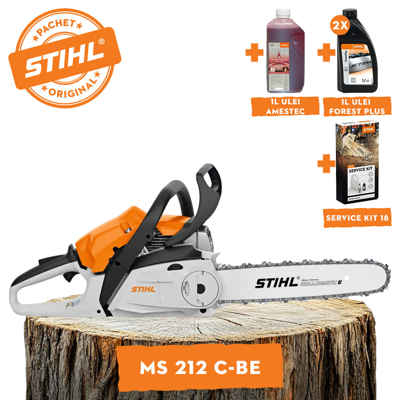 Motofierastrau STIHL MS 212 C-BE putere 1,8 kW benzina lama 40cm pas lant 3/8 " P ErgoStart + ulei amestec 2T 1L + ulei forest plus 2L + service kit 18