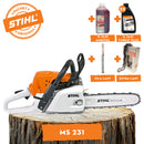 Motofierastrau STIHL MS 231 putere 2.7CP lama 35 cm 1.3mm pas lant 3/8" PM3 + ulei amestec 2T 1L + ulei forest plus 2L + extra lant + pila lant