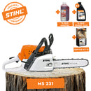 Motofierastrau STIHL MS 231 lant vidia putere 2.7CP lama 40cm 1.3mm pas lant 3/8"P 63PD3 + ulei amestec 2T 1L + ulei forest plus 2L + service kit 15