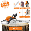 Motofierastrau profesional STIHL MS 261 putere 4.1 CP lama 40 cm 1.6 mm pas lant .325" + ulei amestec 2T 1L + ulei forest plus 2L + extra lant + extra sina + pila lant