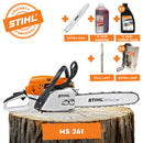 Motofierastrau profesional STIHL MS 261 putere 4.1 CP lama 40 cm 1.6 mm pas lant .325" + ulei amestec 2T 1L + ulei forest plus 2L + 2x extra lant + extra sina + pila lant
