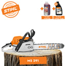 Motofierastrau STIHL MS 291 putere 3.8CP lama 40cm 1.6mm pas lant .325" + ulei amestec 2T 1L + ulei forest plus 2L